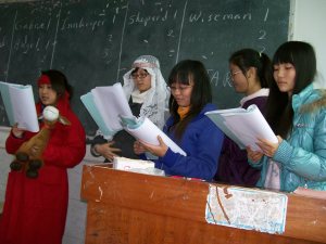 Arriving in a crowded Bethlehem, the innkeepers have bad news: "No room here! Try another place."