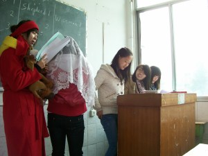 Joseph and Mary, on her donkey, on the way to Bethlehem. Mary: "When will we arrive? I'm so tired!"