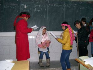 Shepherd 1 to Joseph and Mary: "Oh! What a beautiful child! We will tell others what we have seen."