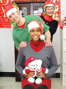 The Elves Support your Local Santa pose