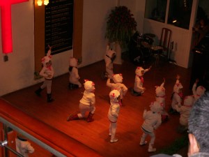 From the balcony, the "little sheep" children's dance number.