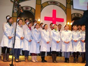 The church's medical clinic doctors and nurses perform.