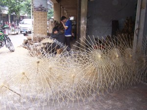 Umbrealla skeletons, waiting to be attended to by their maker.