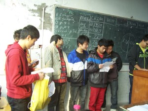 Carefully following the script.