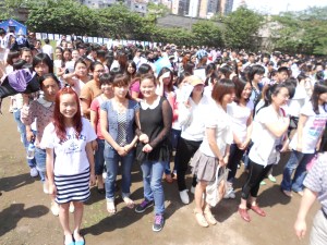 Our English Language majors, all my students, waiting neatly in their rows for the lectures to begin.