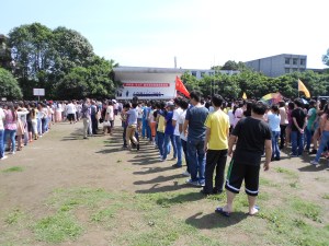 Under the hot sun, everyone was pretty much ready to call it quits by Speech Number 4