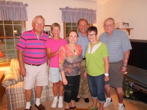 The Wiecks, minus my aunt.  Left to right:  Chuck, me, Donna (my sister-in-law), Paul (brother, behind her), my mother (in green) and my dad.
