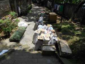 Two weeks of collecting result in quite a hefty amount of separated recyclables.