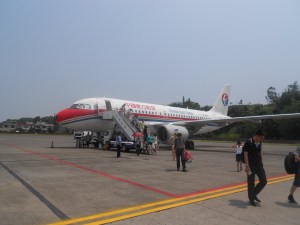 Arriving at our Luzhou Airport.  The airplane taxies right up to the building and off we go!