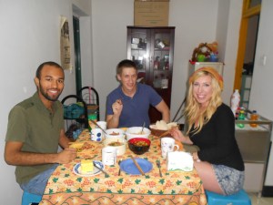 Welcome, new Peace Corp Volunteers!  In my home, from left to right:  Jeff, Greg and Angela.
