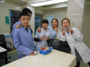 Harmonious Animal Hospital staff, those who were present, enjoy their "thank you" goodies.