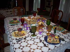 During the visit, the tour group was invited to a simple American breakfast, served by my mom.
