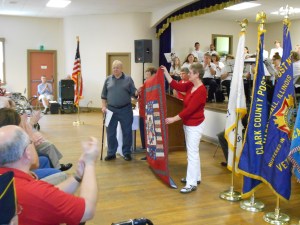 The first quilt presented to a veteran.