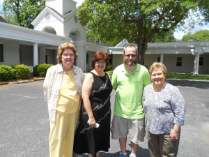 "Welcome, Connie, to St. Marks!"  (left - right:  Loyal Connie Wieck circle member Barbara Shaw, Pastor Scarlett, youth director Rich, Susan Brooks, whom I stayed with)