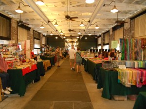 Shopping in the market booths.