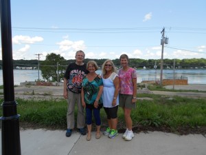 Marilyn, myself and her retired teachers' clan visit LeClair, IA, about 30 minutes from Galesburg, located on the Mississippi River (Behind us)