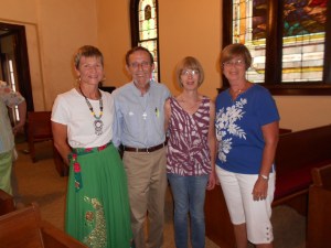 Pastor Elton Storey, his wife Vicki and Virginia Page at Mt. Vernon Epworth