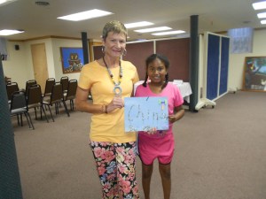 A glittery gift, "China," from Pastor Derek and Mavis' grand-daughter.