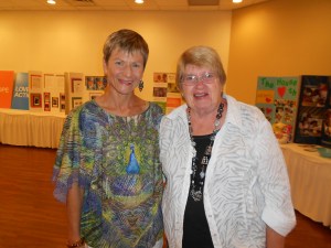 Rosemarie came to hear me talk.  We're all cleaned up (unlike our schlepping around her house look of a few hours before)  so might as well take advantage of our dress-up wardrobe at Mission U.