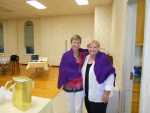 I am presented with a lovely prayer shawl from Pam, a faithful Pittsfield UMW member