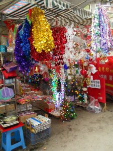 Luzhou's Christmas Alley, located in the downtown business district, carries stalls where anything Christmas can be found.