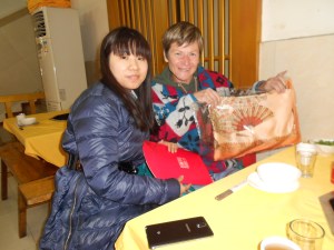 Zhang Ou (Rebecca) gave me a lovely silk scarf for my dress-up wardrobe.