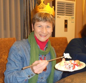 Having my cake and eating it, too.  Yes, we eat with chopsticks!