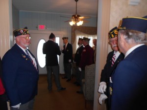 Members of my dad's honor guard gather in the outer room before my dad's memorial service