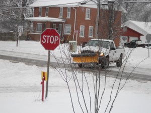 The Marshall City workers spent a busy night and morning clearing the streets.