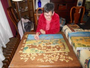 The way mom and I spend our indoor winters -- jigsaw puzzles