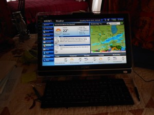 Watching the storm blow in on the computer's weather map