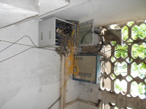 Our 5-story apartment building's Internet connection box.  Good luck finding your line!