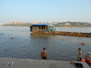 The Yangtze River was full of swimmers. Safety floaties for 30 yuan ($5) a day could be rented at a teahouse for swimmers.