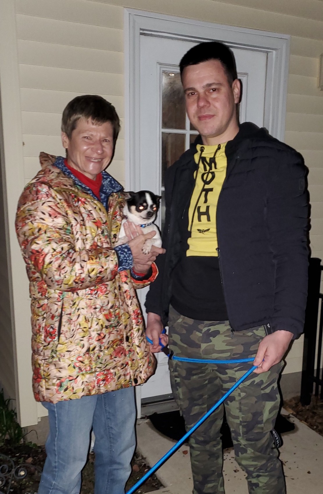 Connie and Serbian Dusan, who delivered her pets to her doorstep